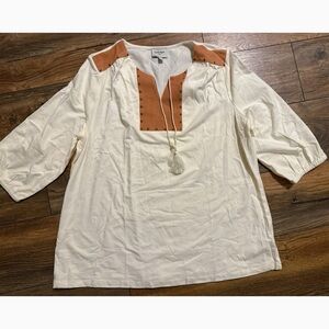 Haute Hippie Tribe Size XL Studded Cream and Tan Suede Tunic NWOT